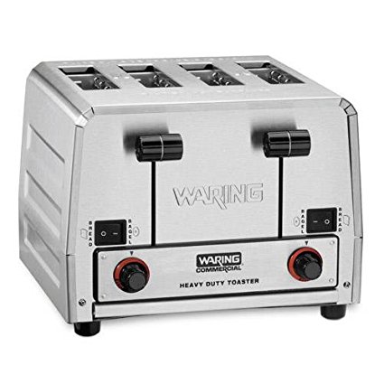 Waring Commercial WCT855 240V Heavy Duty Bread and Bagel Toaster, Silver