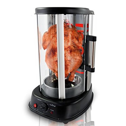 NutriChef Countertop Vertical Rotating Oven | Rotisserie | Shawarma Machine | Kebob Machine | Stain Resistant & Energy Efficient W/ Heat Resistant Door | Includes Kebob Rack with 7 Skewers (PKRTVG34)