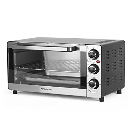 Westinghouse 6 Slice Toaster Oven, Temperature Control, Cool Touch Handle, 3 Adjustable Knobs, 4 Stand Base, Stainless Steel (Toaster Oven)