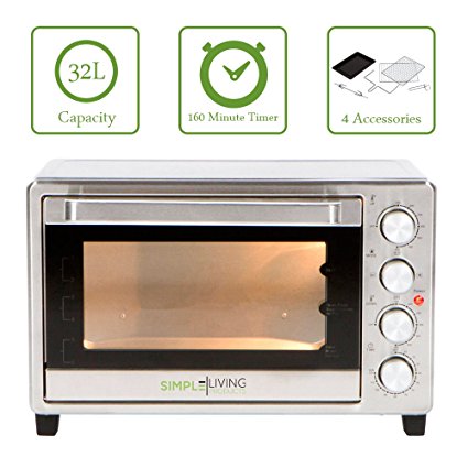 Simple Living Products SL-C32L 32L XL Convection Oven - Counter Top Compatible with Multiple Cooking Function