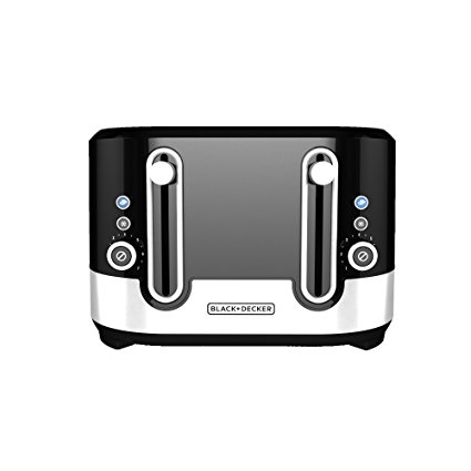 BLACK+DECKER TR4200SBD 4-Slice Extra Wide Slot Toaster, Bagel Toaster, Black/Stainless Steel