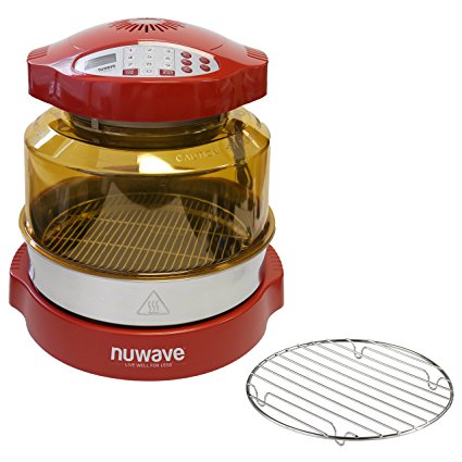 NuWave Oven Red Pro Plus with Stainless Steel Extender Ring Kit and Additional 9.25 Inch Cooking Rack