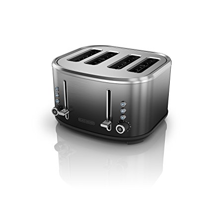 BLACK+DECKER 4-Slice Extra-Wide Slot Toaster, Stainless Steel, Ombré Finish, TR4310FBD