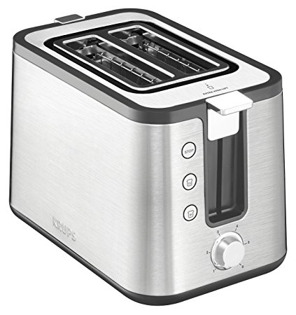 KRUPS KH442D Control Line 2-Slot Toaster with Integrated Bun Warmer and Brushed Stainless Steel Housing, 2-Slice, Silver