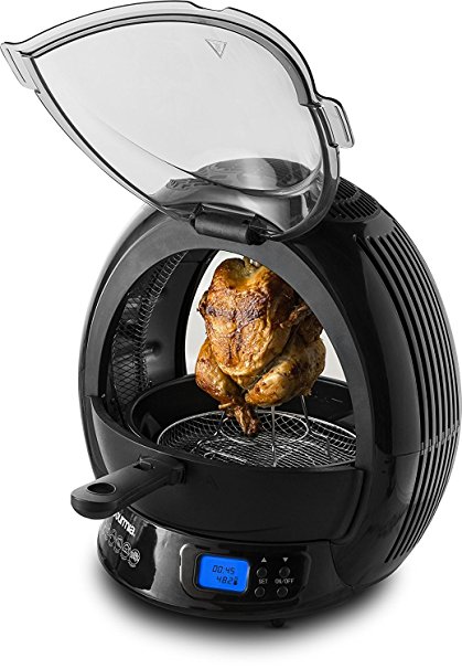 Gourmia GMF2600 9 In 1 Halogen Powered Vertical LED Display Rotisserie, Air Fryer, Multicooker with Accessories and Recipe Book