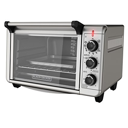 BLACK+DECKER TO3210SSD 6-Slice Convection Countertop Toaster Oven, Includes Bake Pan, Broil Rack & Toasting Rack, Stainless Steel/Black Convection Toaster Oven