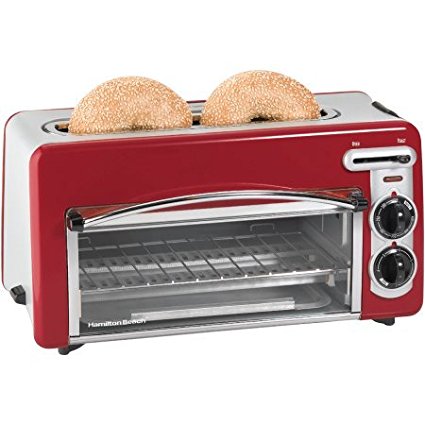 Hamilton Beach Toastation 2-in-1 2-Slice Toaster & Oven, Red color, 22703