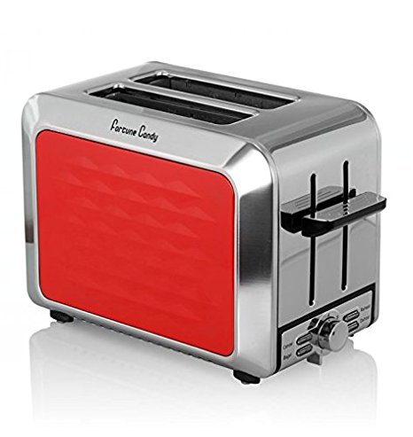 Slice Toaster,2-Slice Extra-Wide Slot Toaster for Bafel Breakfast with Defrost Reheat 7-Shade Control, Red