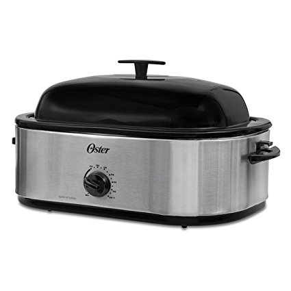 Oster 24-Pound Stainless Steel Turkey Roaster Oven with Highdome Lid and 18-Quart Capacity (Stainless Steel)
