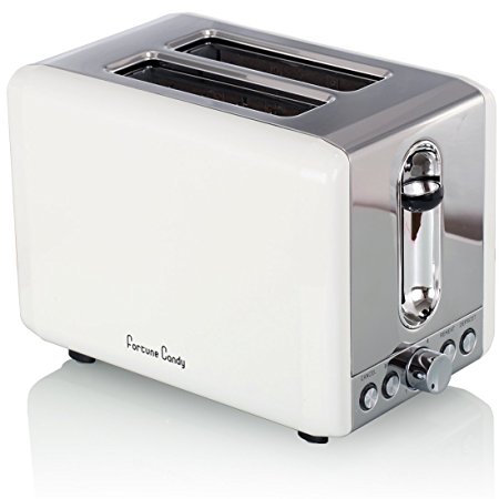Fortune Candy Extra-Wide Slot 2-Slice Toaster Brushed Stainless Steel (Elegant White)
