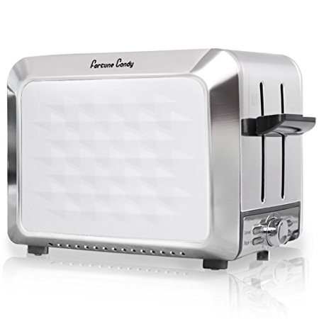 Fortune Candy Stainless Steel 2-Slice Toaster with Wide Slot with Wide Extra Slot (White)