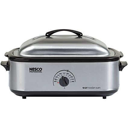 Nesco 481825PR Professional Stainless Steel Roaster Oven with Porcelain Cookwell, 18-Quart