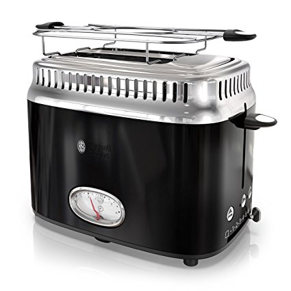 Russell Hobbs 2-Slice Retro Style Toaster, Black & Stainless Steel, TR9150BKR