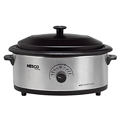 Nesco American Harvest 4816-25-30 Non-Stick 6-Quart Roaster Oven, Stainless Steel