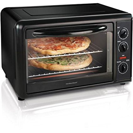 Hamilton Beach Countertop Oven with Convection & Rotisserie in Black to Cook in the Kitchen Meals for Lunch and Dinner Toast, Pizzas, Cakes and other Baking