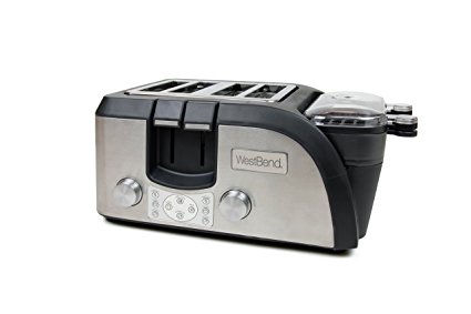 West Bend Toaster Oven Breakfast Station, Egg and Muffin Sandwich Maker, Silver/Black - TEMPR100 (Discontinued by Manufacturer)