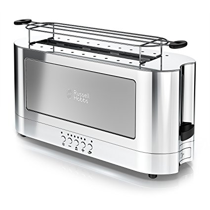Russell Hobbs 2-Slice Glass Accent Long Toaster, Silver & Stainless Steel, TRL9300GYR